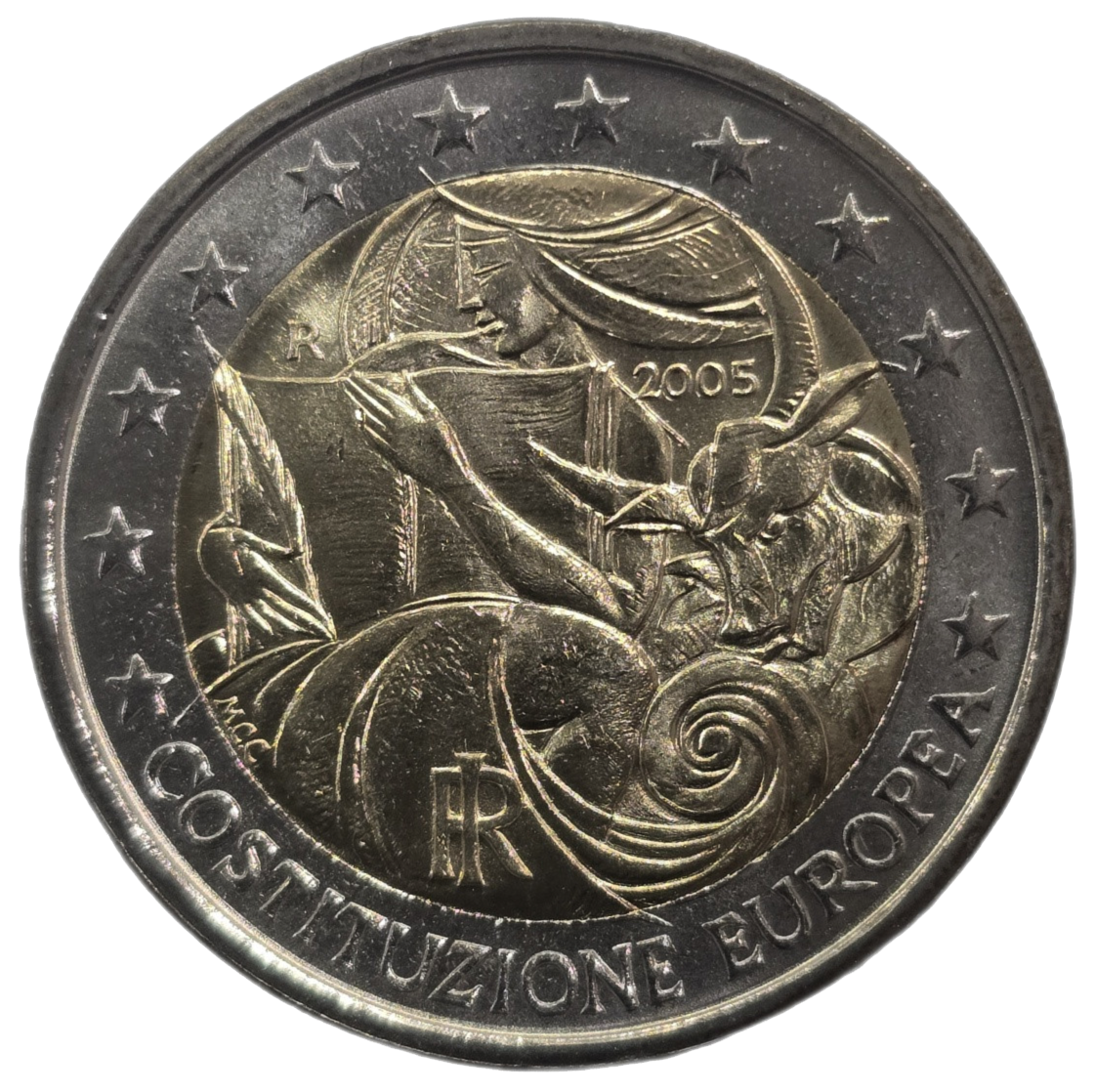 2 euros conmemorativa Primer aniversario de la firma de la Constitución Europea
